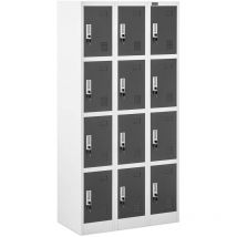 Fromm&starck - Metal Storage Locker Steel Locker Metal Cabinet 12 Compartments 24 Keys Grey