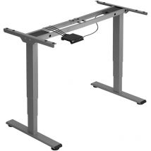 Tectake - Electric height-adjustable computer desk base (60-125cm tall, dual motor and 3 memory settings) - desk, computer desk, office desk - grey