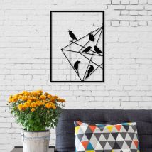 METAL WALL ART NO.11 BIRDS ON WIRE - Black