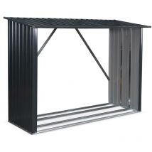 Alice's Garden - 80x215x155cm firewood storage shed in galvanised steel, Epicea, Anthracite, 80x215x155 cm