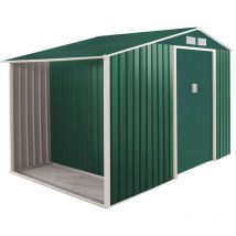 Frankystar - Metalgreen - Abri de jardin avec bûcher en métal galvanisé 278x127 cm
