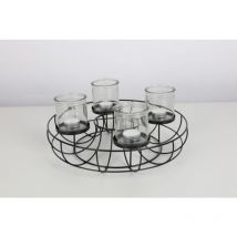 Metall-Adventskranz Ø35cm mit Metallschale Weihnachtsdeko Kerzenhalter Tischdeko