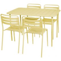 SWEEEK – Gartenset Amelia – Gartentisch + 4 Stühle aus Stahl – Rechteckig – 4 Sitzplätze – Gesamtgewicht 28,2 kg – Abmessungen 120x70xH 72,5 cm