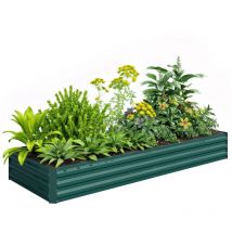 Outsunny - Hochbeet Stahl, Pflanzbeet Frühbeet Gartenbeet Blumenkasten steckbar, Pflanzkasten Pflanzkübel Gemüsebeet 241x90,5x30cm für Garten