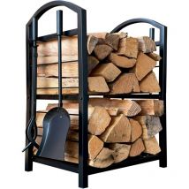 Metall Kaminholzregal 45 x 30 x 74 cm Kaminholzlager Innen mit Schaufel Zange Bürste Schürhaken Besteck