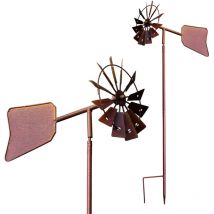 Metall Rost Windmühle mit Windfahne - 120 x 17 cm - Deko Gartenstecker Windrad