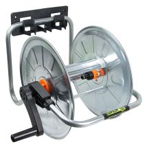 AGRATI Gartenschlauch-Aufroller 50m 1/2" – Wandmontage – verzinkter Stahl – UV-beständiges Polypropylen – Orange-Schwarz
