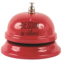 Tischglocke Rot "Brauche Umarmungen" – Metall – Höhe 6 cm – Durchmesser 7,5 cm