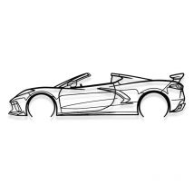 Wanddekoration aus Metall – detailliertes Corvette C8 Cabriolet – Wanddekoration – 100 cm