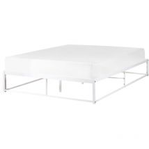 Metallbett Weiß Eisen mit Lattenrost 160 x 200 cm Ohne Kopf- und Fußteil Industrie-Design Modern Schlafzimmer Doppelbett Eisenbett