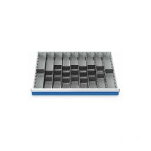 Metalleinteilung Set 29-teilig, r 36-24, Schubladennutzmaß 900 x 600 mm, Blendenhöhen 100 / 125 mm Maße in mm (BxTxH): 900 x 600 x 75