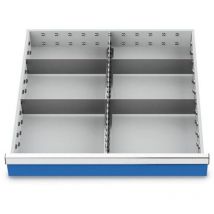 Bedrunka+hirth - Metalleinteilung Set 5-teilig, r 24-24, Schubladennutzmaß 600 x 600 mm, Blendenhöhen 100 / 125 mm Maße in mm (BxTxH): 600 x 600 x 75