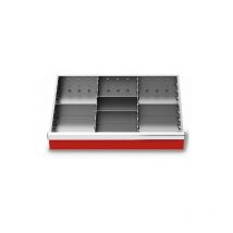 Bedrunka+hirth - Metalleinteilung Set 6-teilig, r 24-16, Schubladennutzmaß 600 x 400 mm, Blendenhöhe 75 mm Maße in mm (BxTxH): 600 x 400 x 75