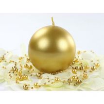 Metallic-Kerze Ball, gold, 8cm (1 Packung / 6 Stück)