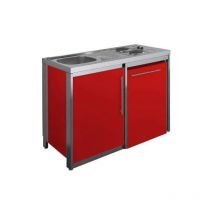 Moderna - metalline 120cm angolo cottura con piano cottura e frigorifero, verniciato a polvere carminio