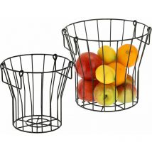 Spetebo - Metallkorb mit Henkel im 2er Set - ca. 27x24 / 21x20 cm - Obstkorb aus Metall mit Griff - Obstschale Obst Korb Aufbewahrungskorb