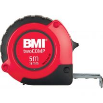 BMI - Metro de cinta de bolsillo, blanco/negro/rojo, 10 m x 25 mm twoCOMP de