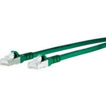 1308450555-E RJ45 Câble réseau, câble patch cat 6a s/ftp 0.50 m vert feuille de blindage, blindage par tre - Metz Connect