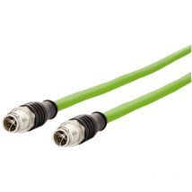 142M2X11010 M12 Câble réseau, câble patch cat 6a s/ftp 1.00 m vert gaine pur, résistant aux acides, résist - Metz Connect