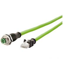 Metz Connect - 142M2X25010 M12 Câble réseau, câble patch cat 6a s/ftp 1.00 m vert gaine pur, résistant aux acides, résist