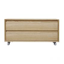 Meuble 90 cm, 2 tiroirs, en chêne naturel - Léa