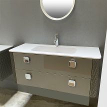 Byca - Meuble salle de bain à suspendre 120 cm gris avec plan vasque - 2 tiroirs - Madison