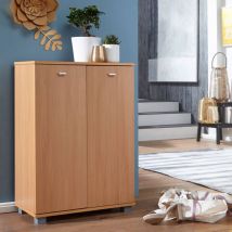 13casa - Meuble à chaussures 2 portes 60x35x90 cm décor chêne