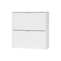 Hogar24 - Meuble À Chaussures Avec 2 Portes Pliantes En Blanc Mat, Meuble De Couloir De Chambre À Coucher De Style Moderne 76 X 75 X 22 Cm