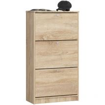 Akord - Meuble à chaussures Chêne Sonoma 60 cm 3 portes façade Chêne Sonoma 3 étagères 60x28,5x113 cm