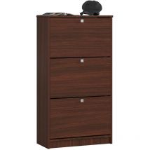 Akord - Meuble à chaussures Wengé 60 cm 3 portes façade Wengé 3 étagères 60x28,5x113 cm