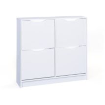 Meuble à chaussures – 100x90x25h cm – Blanc – Longueur, Hauteur, Largeur, Type de meuble, Matières, Style