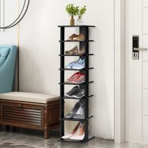 Meuble à Chaussures 7 Niveaux en Forme de Tour Peu Encombrante Rangement d'Angle 27x26x110cm Noir Maison Chic