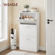 Meuble à chaussures à 3 abattants, Placard de rangement à 3 niveaux, 3 compartiments, pour petite entrée, salon, chambre, 60 x 24 x 120 cm (l x l x