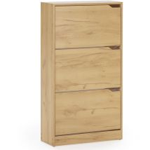 Vs Venta-stock - Meuble à chaussures Angel 3 portes couleur chêne clair, pour 18 paires
