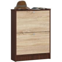 Meuble à chaussures AKORD Wengé 60 cm 2 portes façade Chêne Sonoma 2 étagères 60x20x80 cm