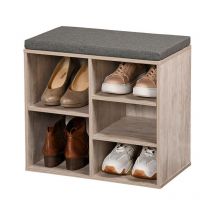 Kesper - Meuble à chaussures avec assise, 5 compartiments, mdf, blanchi