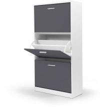 Meuble à chaussures 18 paires klark blanc 3 portes grises