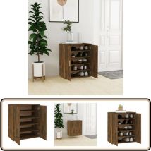 Meuble à chaussures Chêne fumé 60x35x70 cm Bois d'ingénierie - Armoire à Chaussures - Meuble Chaussure - Rangements Chaussures - Placard Chaussures