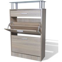 Meuble à chaussures avec tiroir et plateau en verre Bois Vidaxl