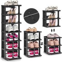 Meuble à chaussures Étagère à chaussures à 7 niveaux, meuble à chaussures noir, gain de place, organisateur de chaussures Vertical, étagère de
