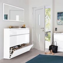 Ahd Amazing Home Design - Meuble chaussures 2 placards portes Rabattable 24 Paires Magic Bata l