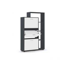 Meuble à chaussures 18 paires klark gris 3 portes blanches avec étagère