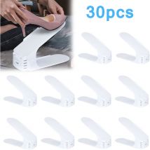Hengmei - Meuble à chaussures Lot de 30 Support à Chaussures Réglables Empiler Les Chaussures Economie d'Espace à Chaussures Plastique, Blanc