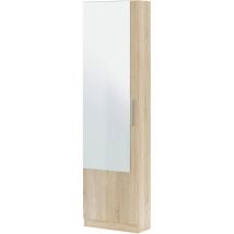 Hogar24 – Meuble à chaussures miroir Castor – Chêne – Dimensions 50x22x180 cm – Rangement 18 paires