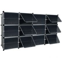 Meuble à Chaussures 4x6 Niveaux Étagère à Chaussures Noire diy en Plastique pp, Rangement Gain de Place 24 Compartiments Naizy