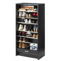 Beaux Meubles Pas Chers - Meuble à Chaussures Noir Bicolore 21 paires 8 Niches - Coloris: Blanc