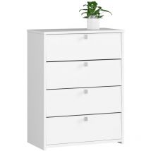 Akord - Meuble à chaussures rubin Blanc 66 cm 4 portes façade Blanche 4 étagères 66x36x85 cm
