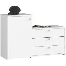 Akord - Meuble à chaussures Blanc 98,4 cm 4 portes façade Blanche 5 étagères 98,4x33x68 cm