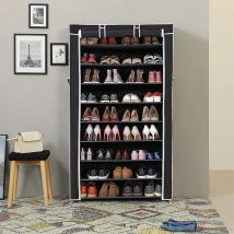 Haloyo - Meuble à Chaussures Tissu 9 Étagères Modulables Structure en Acier ,88 x 28 x 160cm,noir