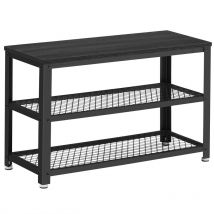 Banc à Chaussures, Étagère à Chaussure à 3 Niveaux, Armature Métallique, pour Entrée, Salon, Couloir - 73 x 30 x 45cm - Noir